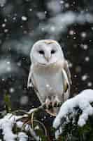 Bezpłatne zdjęcie widok sowy w zimnym środowisku z marzoną estetyką