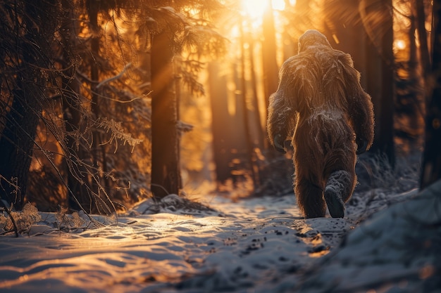 Bezpłatne zdjęcie widok stworzenia bigfoot w przyrodzie na świeżym powietrzu