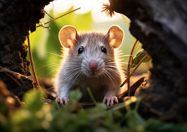 Widok szczura w norze