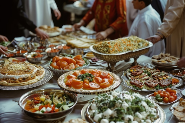 Bezpłatne zdjęcie widok z boku ludzi świętujących eid al-fitr