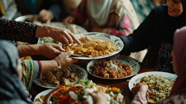 Widok z boku ludzi świętujących eid al-fitr