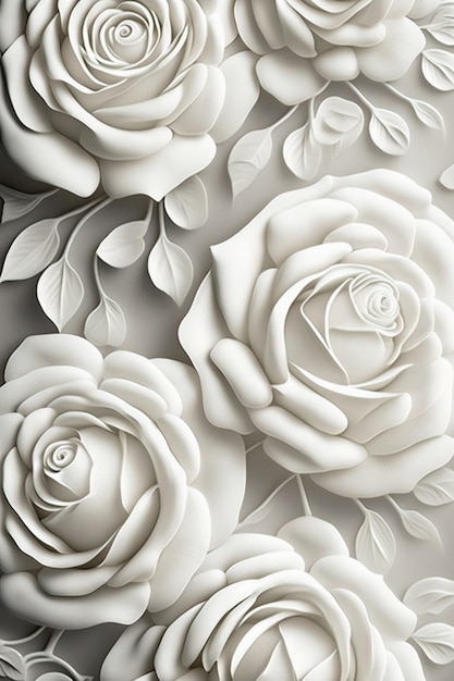Widok z góry białe róże tło