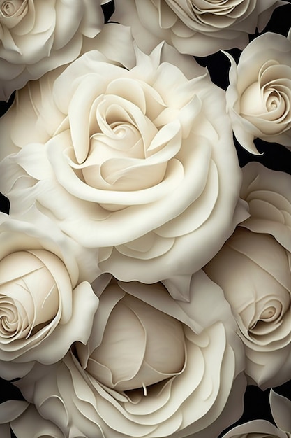 Widok z góry białe róże tło