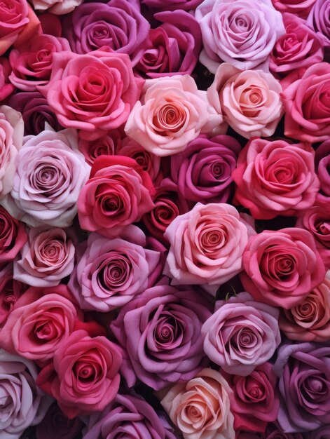 Widok z góry na piękny układ róż