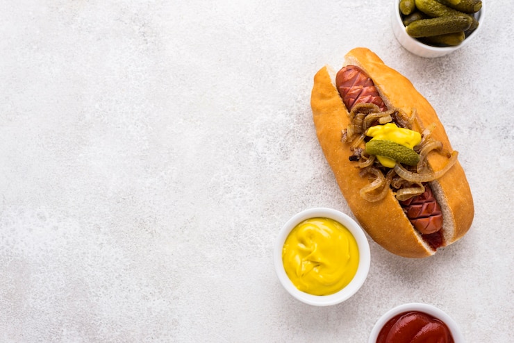Bezpłatny plik Zdjęcie widok z góry na pyszne hot dogi