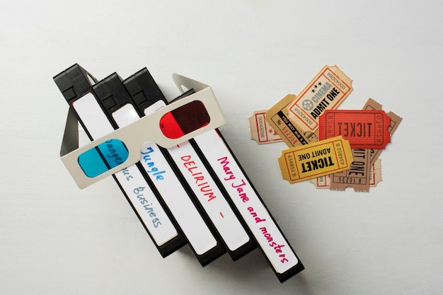 Widok z góry opakowanie retro vhs
