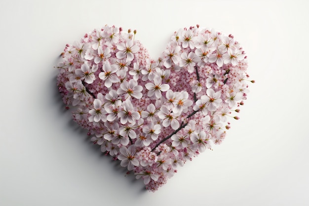 Bezpłatne zdjęcie widok z góry serca z kwitnących kwiatów