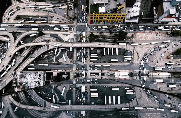 Widok z lotu ptaka budynków i ulic Nowego Jorku, Stany Zjednoczone