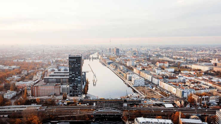 Bezpłatny plik Zdjęcie widok z lotu ptaka na berlin niemcy