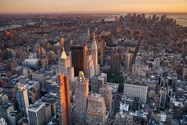 Widok z lotu ptaka na Manhattan w Nowym Jorku