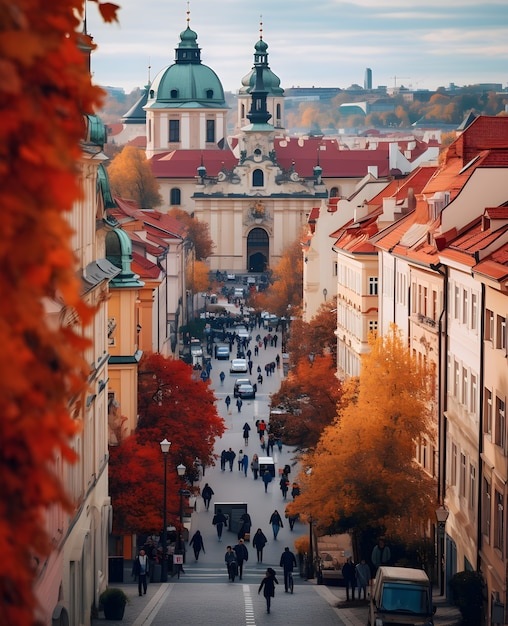 Widok z lotu ptaka na miasto