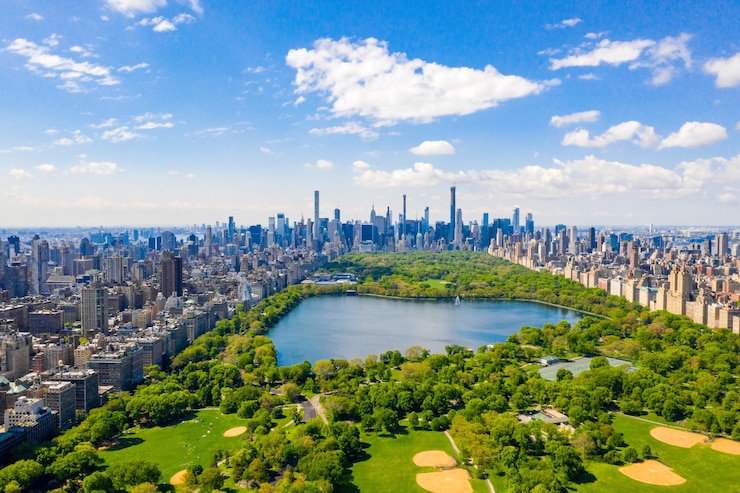 Bezpłatny plik Zdjęcie widok z lotu ptaka na piękny central park na manhattanie, nowy jork