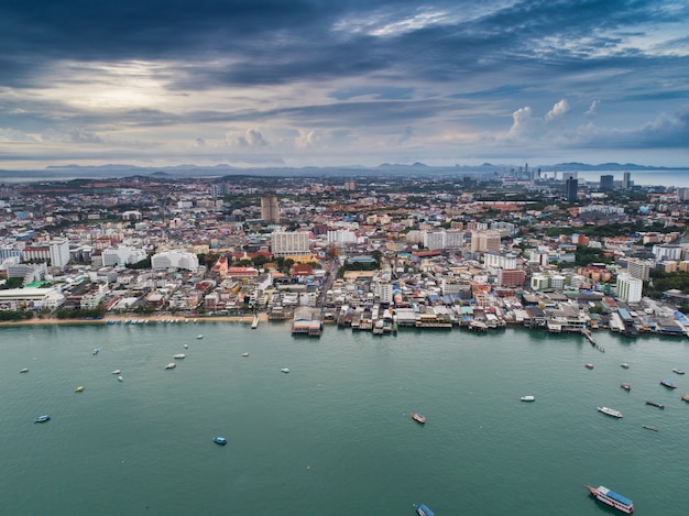 Widok Z Lotu Ptaka Na Plażę Pattaya. Tajlandia.