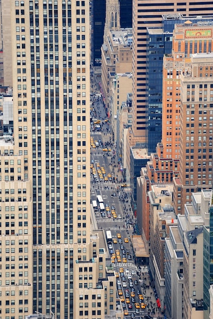 Widok Z Lotu Ptaka Na Ulicę Nowego Jorku Na Manhattanie