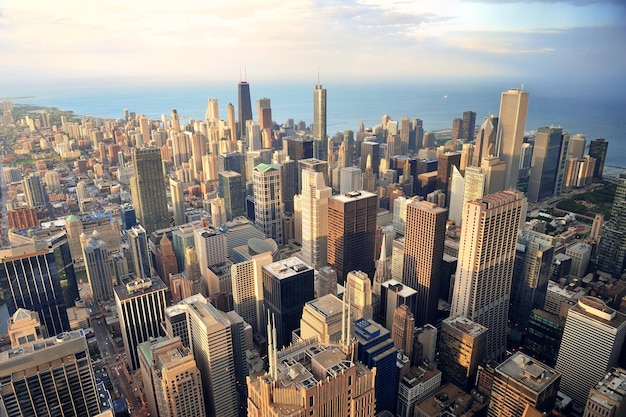 Bezpłatne zdjęcie widok z lotu ptaka w chicago