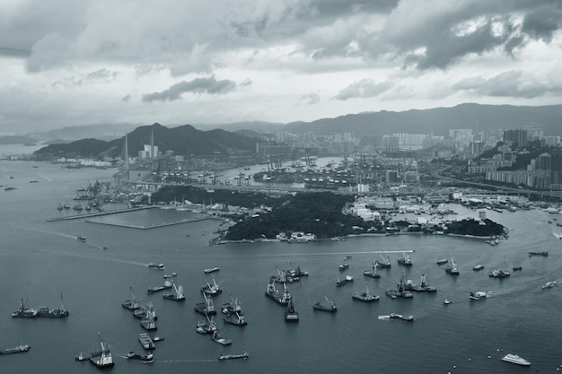 Widok z lotu ptaka w Hongkongu
