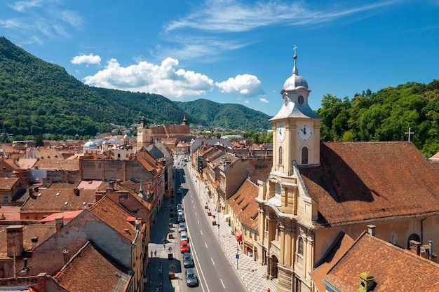 Widok z lotu ptaka z Braszowa w Rumunii