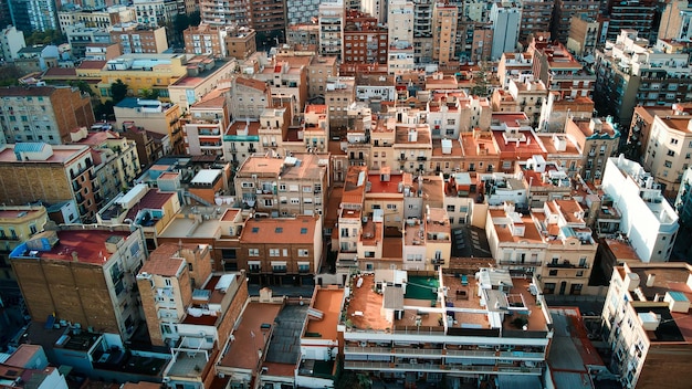 Widok z lotu ptaka z drona w Barcelonie, Hiszpania