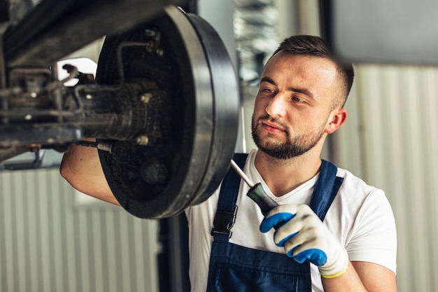 Widok Z Przodu Pracownik Mechanika Człowieka