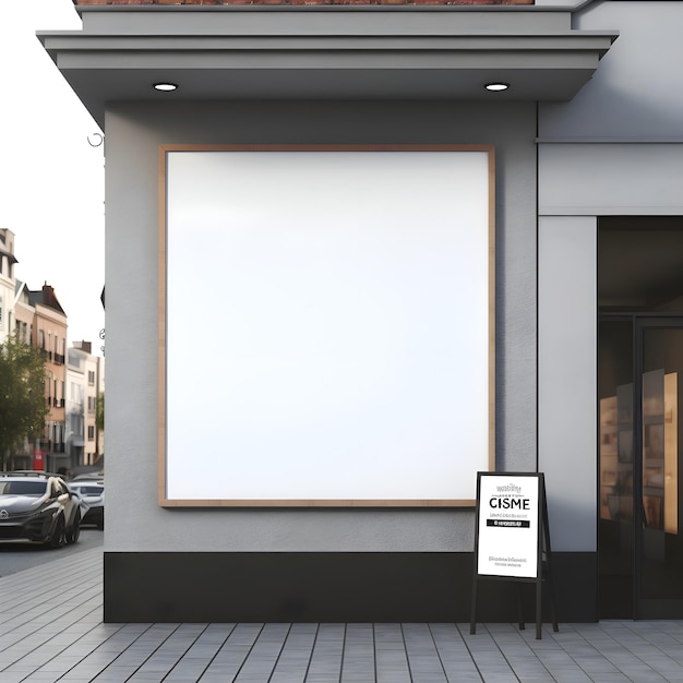 Widok z przodu pustego billboardu na ulicy 3d rendering