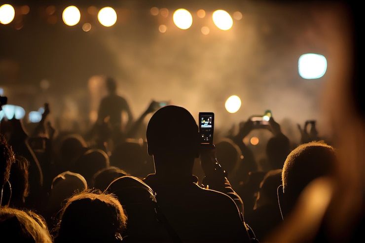 Bezpłatny plik Zdjęcie widok z tyłu tłumu fanów oglądających koncert na żywo 6