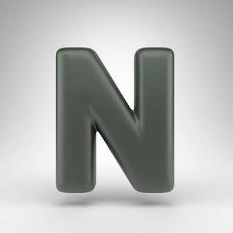 Wielka litera n na białym tle. anodowana zielona czcionka 3d renderowana z matową teksturą.
