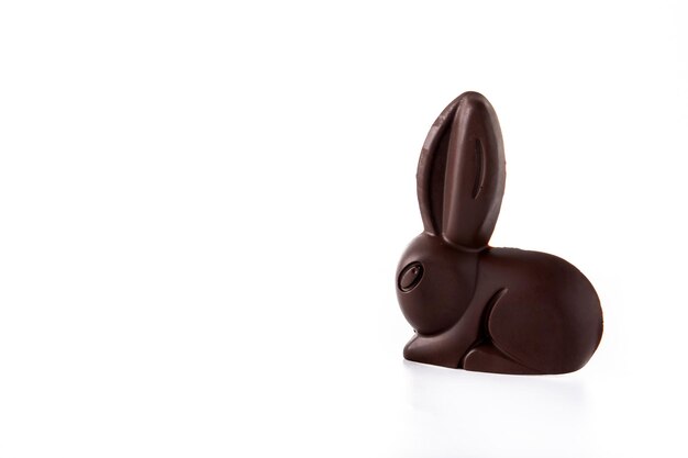 Wielkanocny króliczek czekoladowy na białym tle