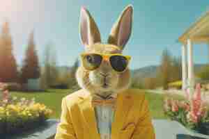 Bezpłatne zdjęcie wielkanocny królik w kostiumie w świecie fantazji