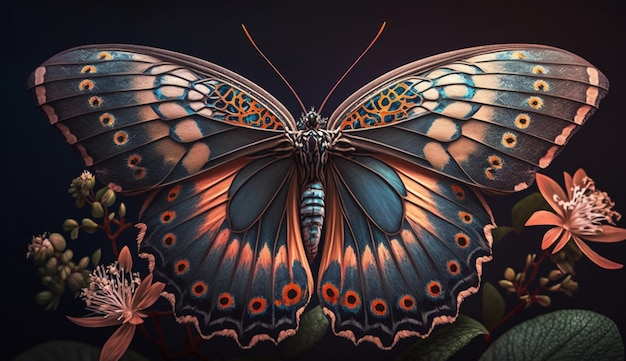 Wielobarwny wzór motyla, naturalna sztuczna inteligencja generująca piękno