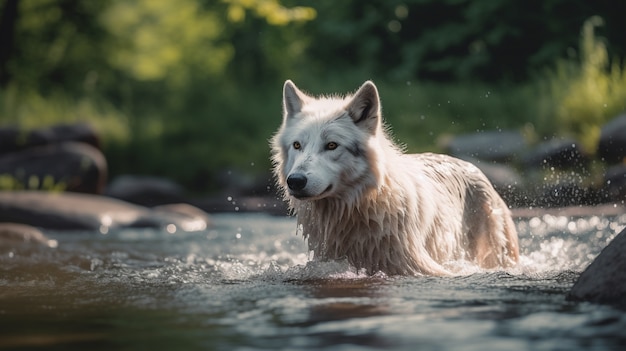 Bezpłatne zdjęcie wilk w naturalnym środowisku