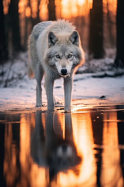 Bezpłatne zdjęcie wilk w naturalnym środowisku