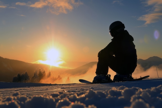 Bezpłatne zdjęcie winter scene with people snowboarding