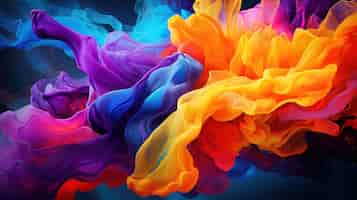 Bezpłatne zdjęcie wirujące kolory współdziałają w płynnym tańcu na płótnie, prezentując żywe barwy i dynamiczne wzory, które oddają chaos i piękno sztuki abstrakcyjnej