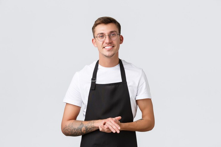 Bezpłatny plik Zdjęcie właściciele małych firm detalicznych pracownicy kawiarni i restauracji koncepcja wesoły przyjazny barista ...