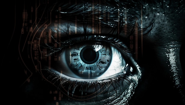 Wpatrujące się oczy mężczyzn i kobiet są przerażające generowane przez sztuczną inteligencję