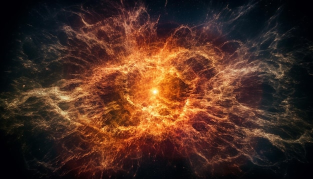 Bezpłatne zdjęcie wybuchowy wielki wybuch zapala wielobarwną galaktykę na futurystycznej ilustracji wygenerowanej przez sztuczną inteligencję