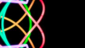 Bezpłatne zdjęcie wyginający się kolorowi neonowi światła na czarnym tle