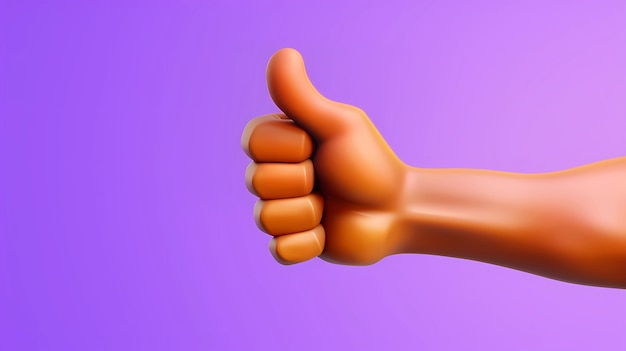 Wygląd ręki 3D pokazującej kciuki w górę