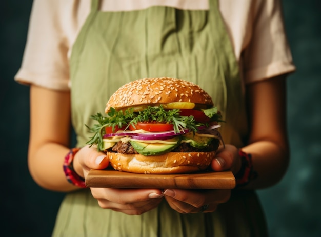 Bezpłatne zdjęcie wygląd smacznego hamburgera z serem i mięsem