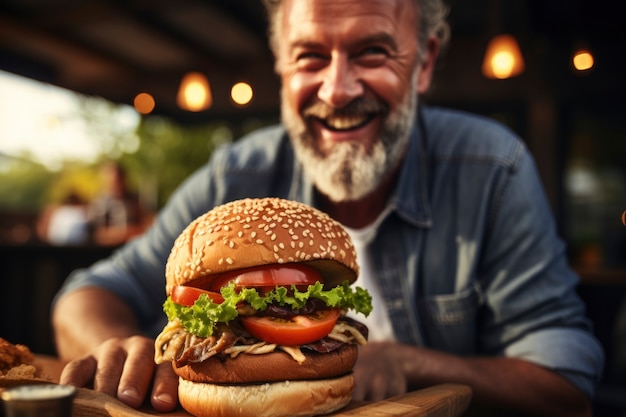 Wygląd smacznego hamburgera z serem i mięsem