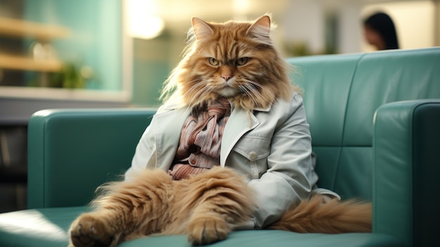 Bezpłatne zdjęcie wygląd śmiesznego kota doktora
