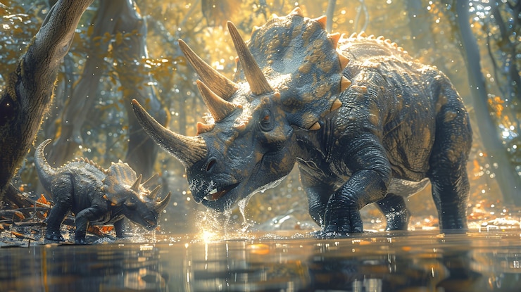 Bezpłatny plik Zdjęcie wygląd wymarłego dinozaura triceratops