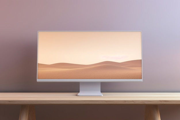 Wygląd wyświetlacza monitorowego komputera z biurkiem