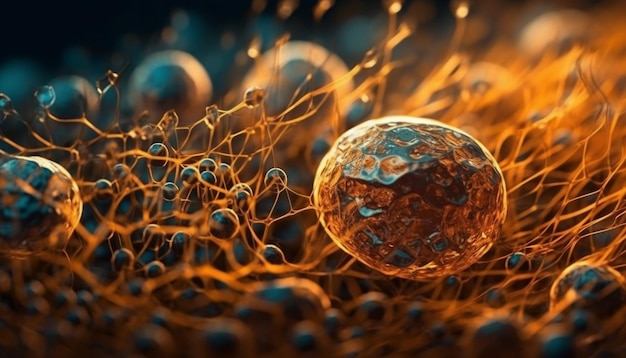 Wzory molekularne komórek nowotworowych w powiększeniu wygenerowanym przez AI