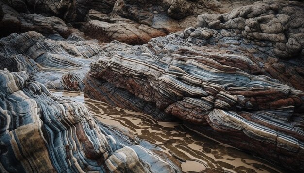 Bezpłatne zdjęcie wzory wydm zniszczone przez ekstremalny teren generowany przez sztuczną inteligencję