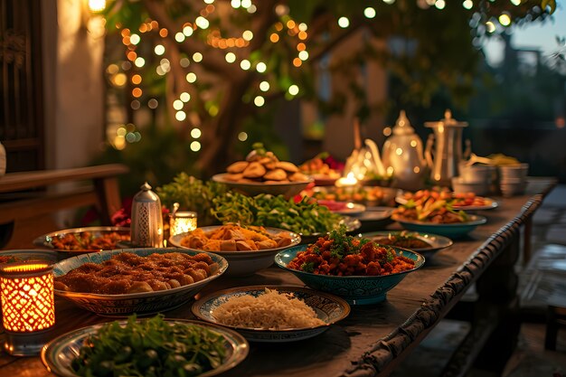 Z bliska apetyczny posiłek ramadanu