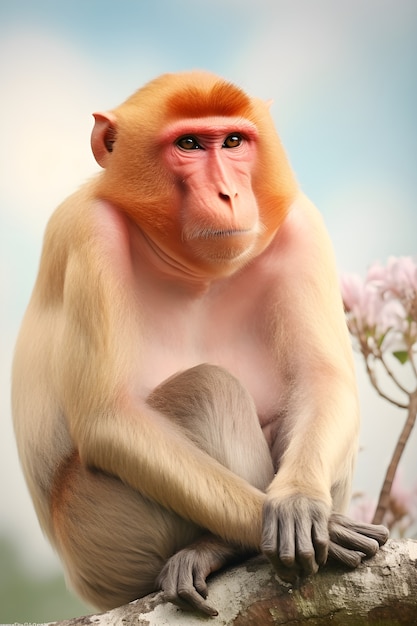 Bezpłatne zdjęcie z bliska na małpę w przyrodzie