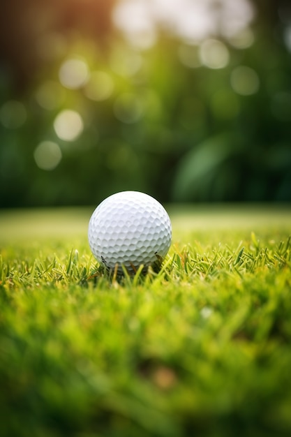 Z bliska piłka do golfa na trawie