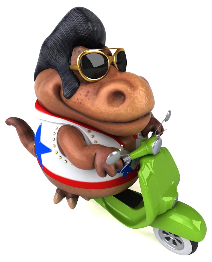 Bezpłatny plik Zdjęcie zabawna 3d ilustracja kreskówki trex rocker