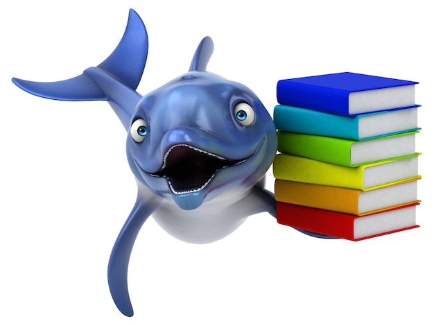 Zabawna ilustracja delfinów 3D